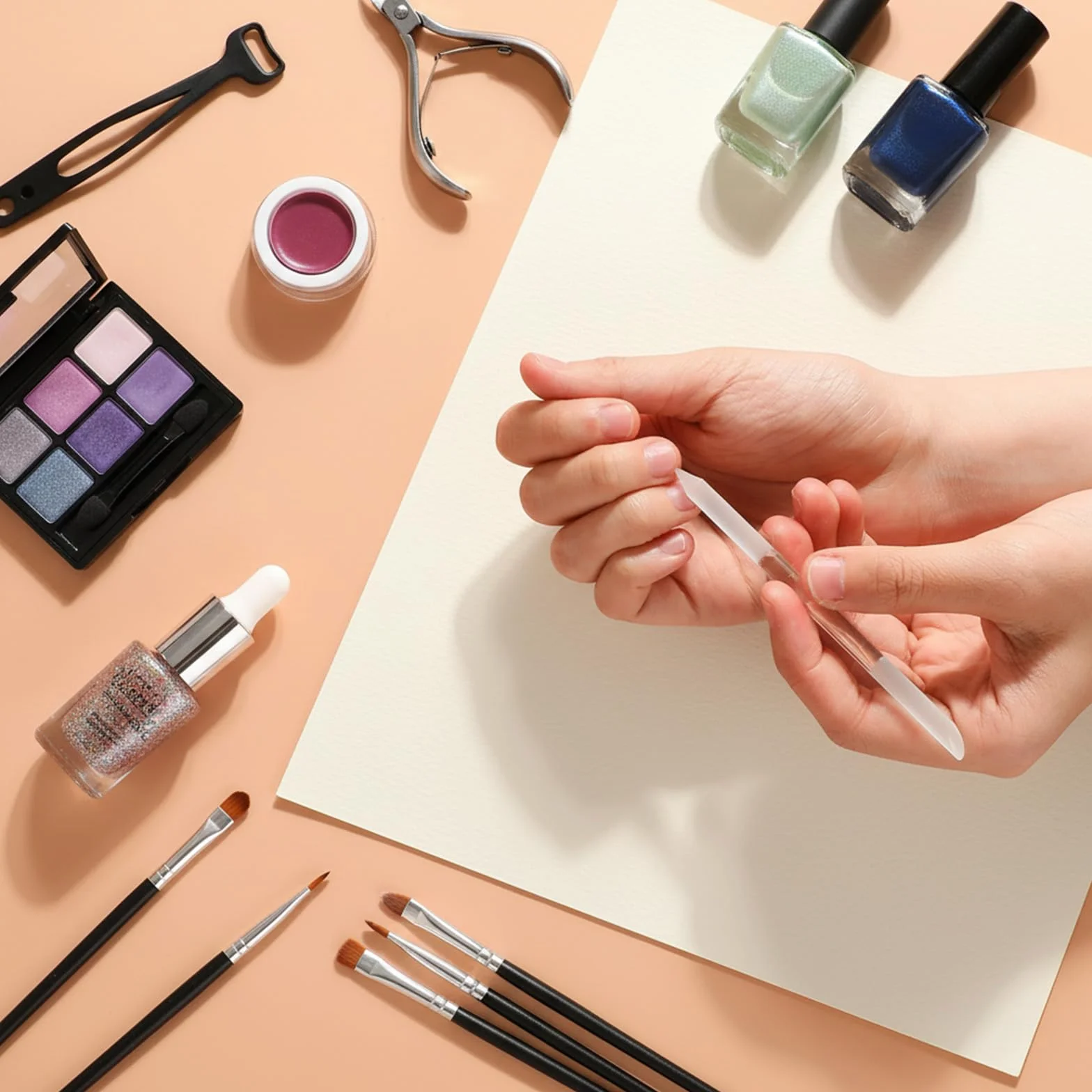 SHENLIU 2 sztuki popychacz do skórek paznokci, dwustronny pusher ze szkła, profesjonalny przyrząd do usuwania skórek, do manicure (przezroczysty + różowy)