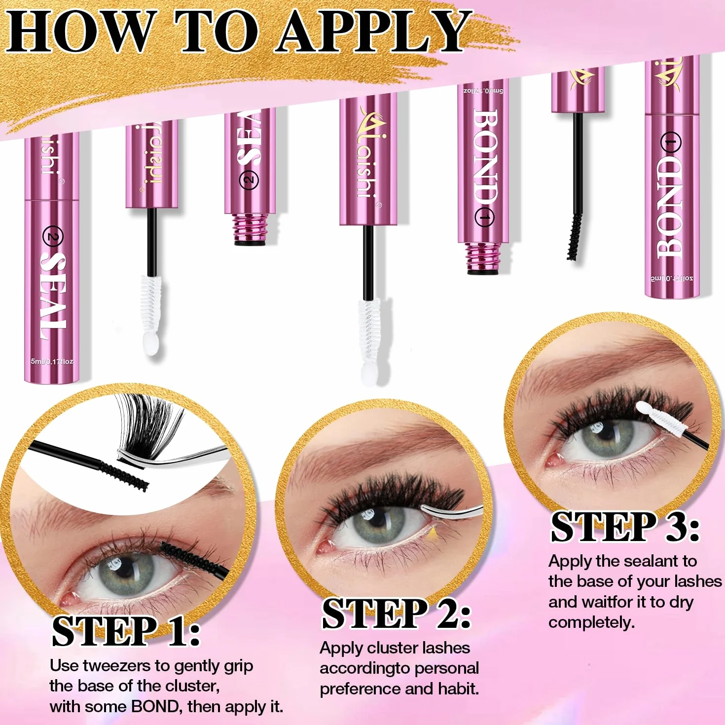 Klej do rzęs Lash Bond And Seal – Długi Czas Trwania 150 Godzin, Nie Drażniący, Dla Wrażliwych Oczu, do DIY Pojedynczych Włókien w Domu – Czarny (5ml+5ml)