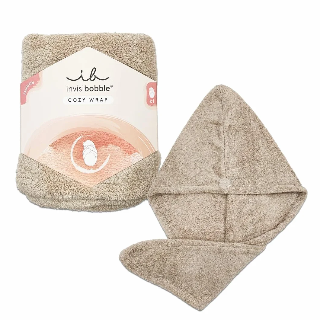 Invisibobble Cozywrap zestaw turban do włosów, przytulny, turban w kolorze taupe, ręcznik na głowę, miękki i chłonny, idealny do pielęgnacji włosów i dobrego samopoczucia, 1 sztuka