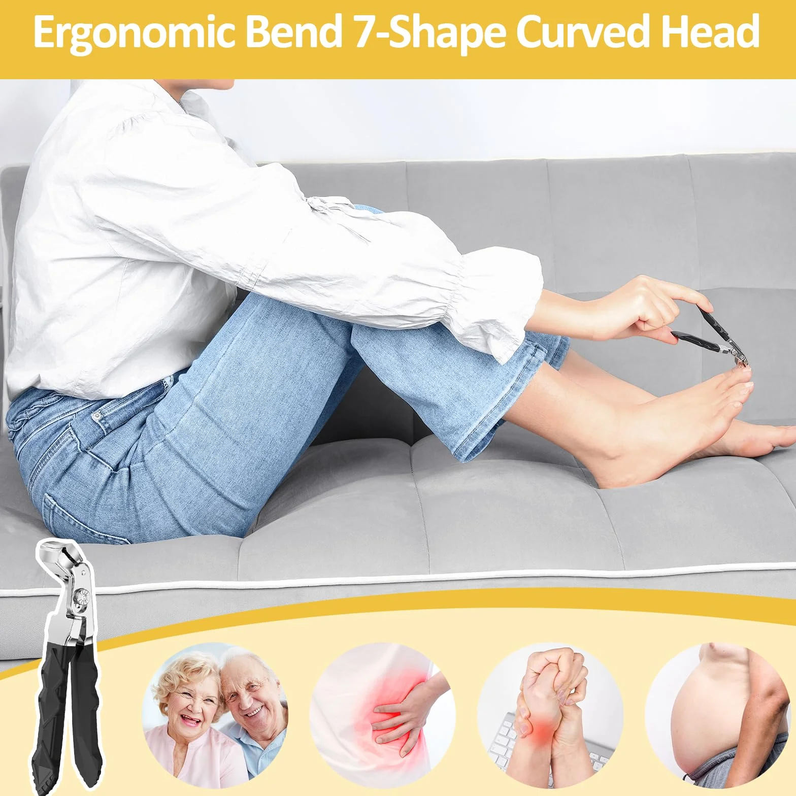 Euqvunn Obcinacz do paznokci – ergonomiczny obcinacz do grubych paznokci – ultrawide obcinacz do paznokci u stóp dla seniorów, ostry, wytrzymały, wysokiej jakości stalowy obcinacz do paznokci dla