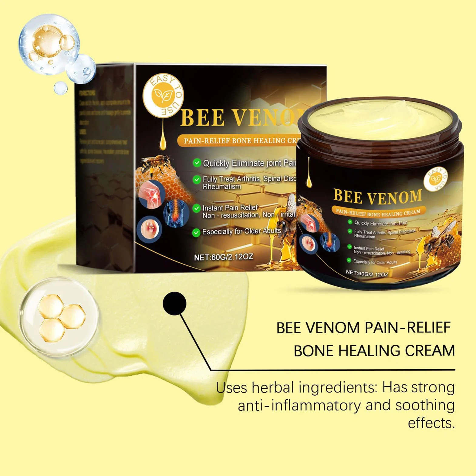 J-oint Care Cream, relaksujący krem do nóg, balsam łagodzący skurcze, pomaga złagodzić dyskomfort, szybko wchłaniająca i nietłusta formuła, 60 g, na stopy, nogi, plecy