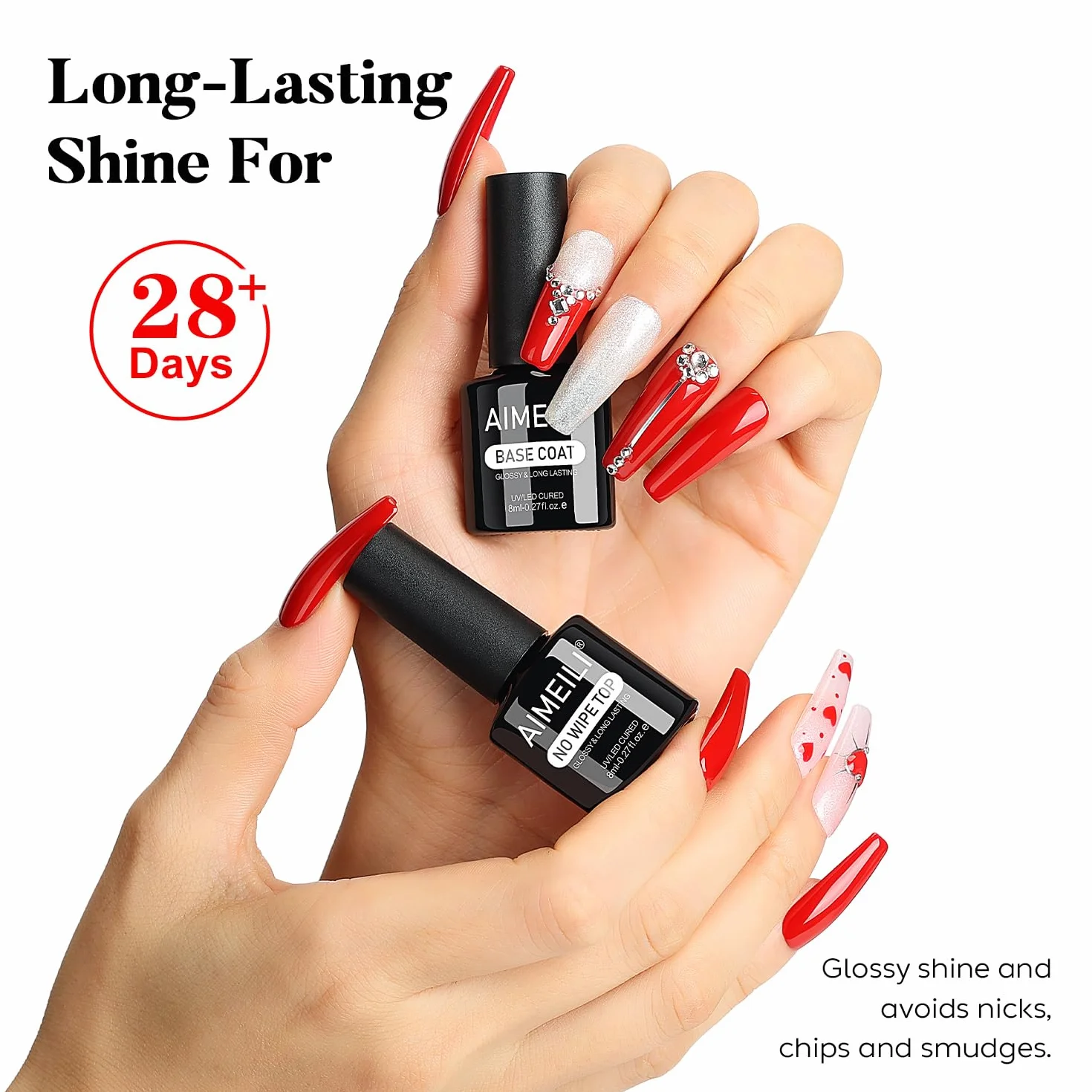AIMEILI Podkład i Lakier UV do paznokci, Coat Extra Szeroka Trwałość 2 x 8 ml