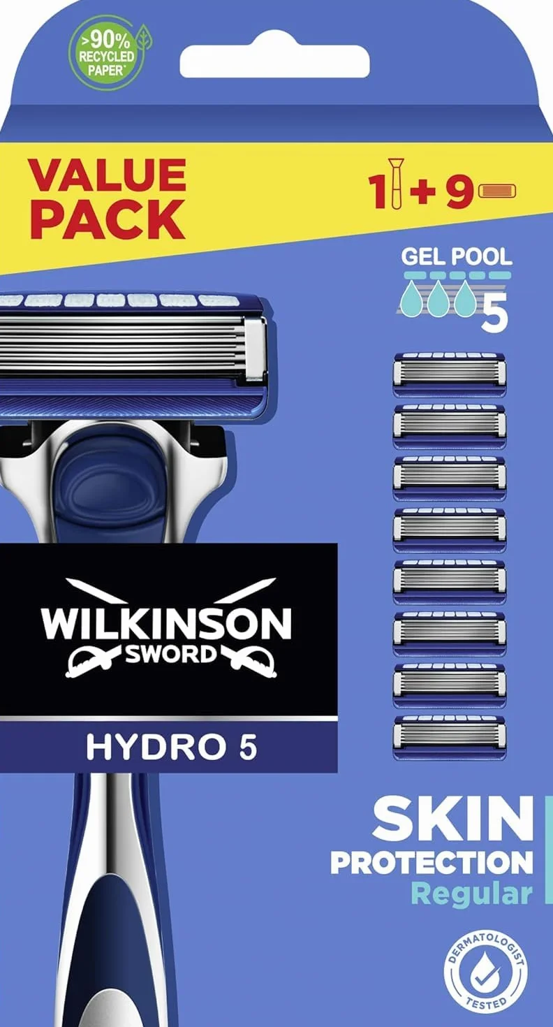 WILKINSON SWORD - Hydro 5 golarka dla mężczyzn | żel nawilżający i składany trymer | golarka + 1 ostrze do golenia