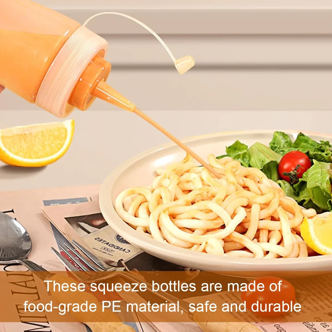 4 szt. Plastikowa butelka do wyciskania, 230 ml, butelka do wyciskania z zakrętkami, butelka z oliwek do wyciskania, dozownik do domu i restauracji, musztarda, mayo, gorące sosy, oliwa z oliwek