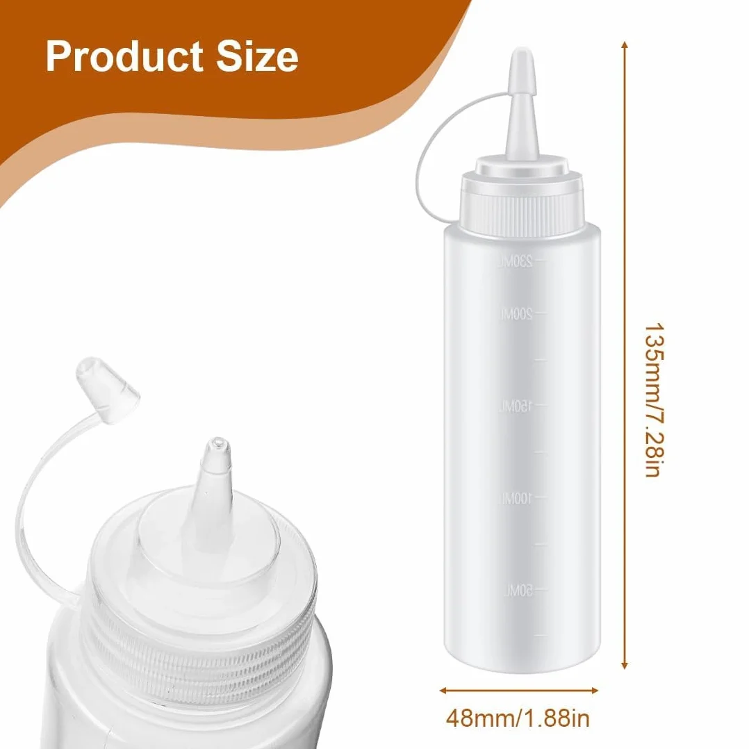 4 szt. Plastikowa butelka do wyciskania, 230 ml, butelka do wyciskania z zakrętkami, butelka z oliwek do wyciskania, dozownik do domu i restauracji, musztarda, mayo, gorące sosy, oliwa z oliwek