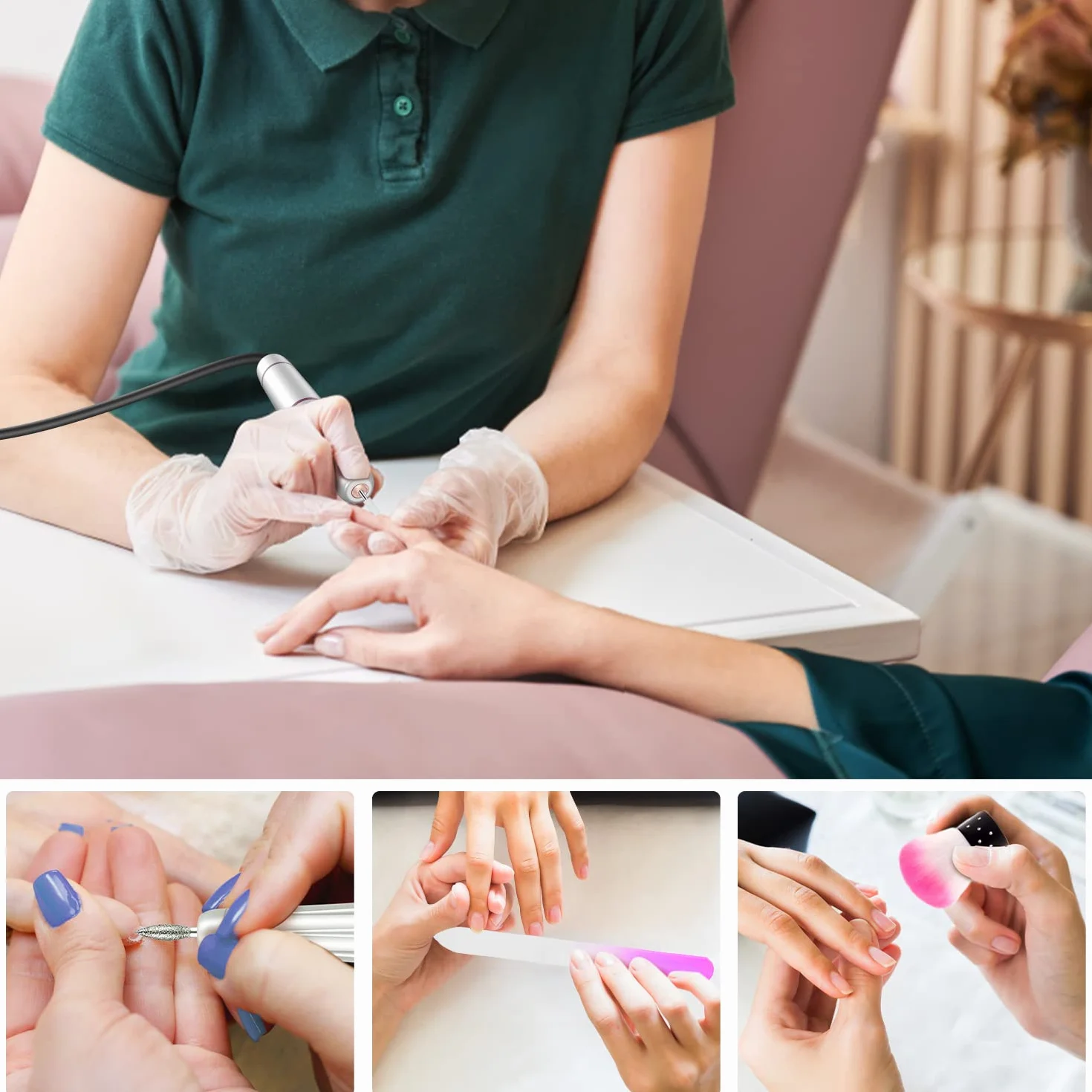 Elektryczne pilniki do paznokci, profesjonalna wiertarka do paznokci, 20000 obr./min, regulowana prędkość, zestaw do pedicure, z 11 wiertłami, niski poziom wibracji, niski poziom hałasu, elektryczna