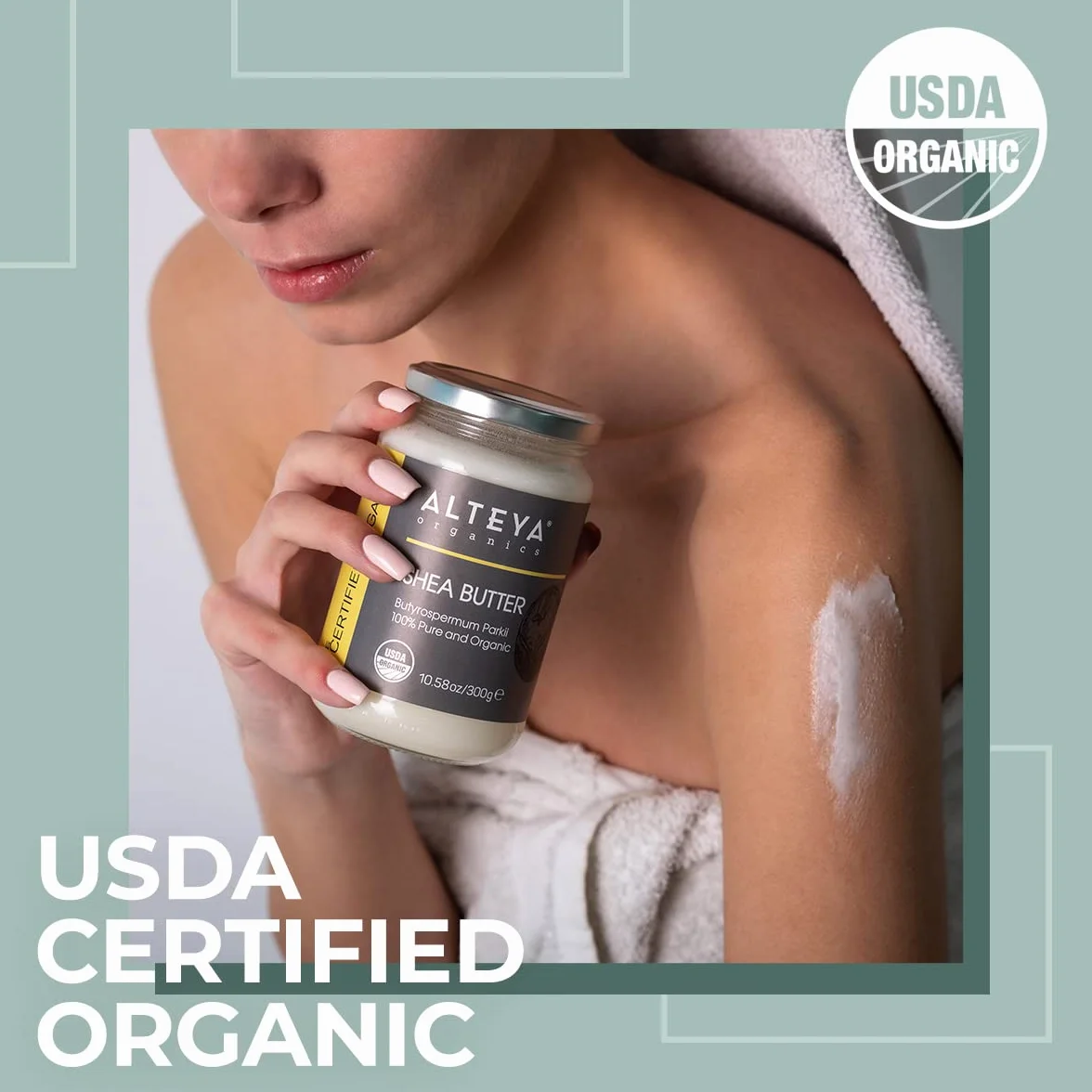Alteya Bio masło shea 300g – 100% certyfikat USDA, czyste, naturalne rafinowane masło shea (Butyrospermum Parkii)