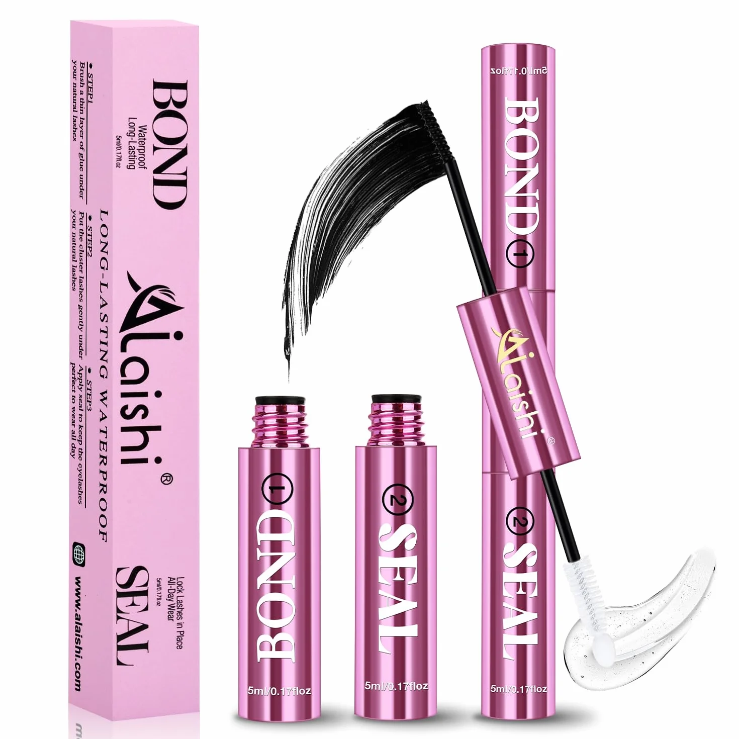 Klej do rzęs Lash Bond And Seal – Długi Czas Trwania 150 Godzin, Nie Drażniący, Dla Wrażliwych Oczu, do DIY Pojedynczych Włókien w Domu – Czarny (5ml+5ml)