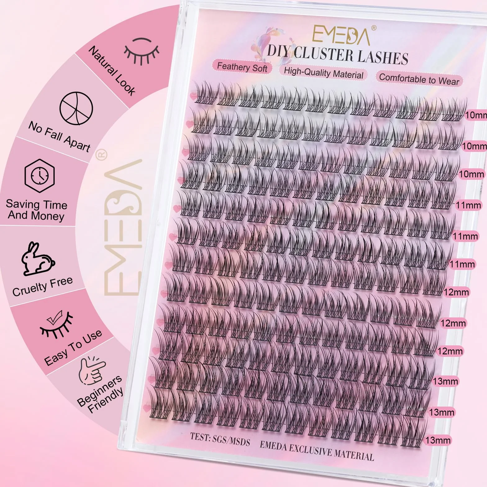 Kępki rzęs EMEDA, Pojedyncze rzęsy Wispy & Natural Cluster Lashes, 144 kępki rzęs, kępki rzęs C Curl, miękkie cienkie paski sztucznych rzęs 10mm 11mm 12mm 13mm Mix (EME134 mix)