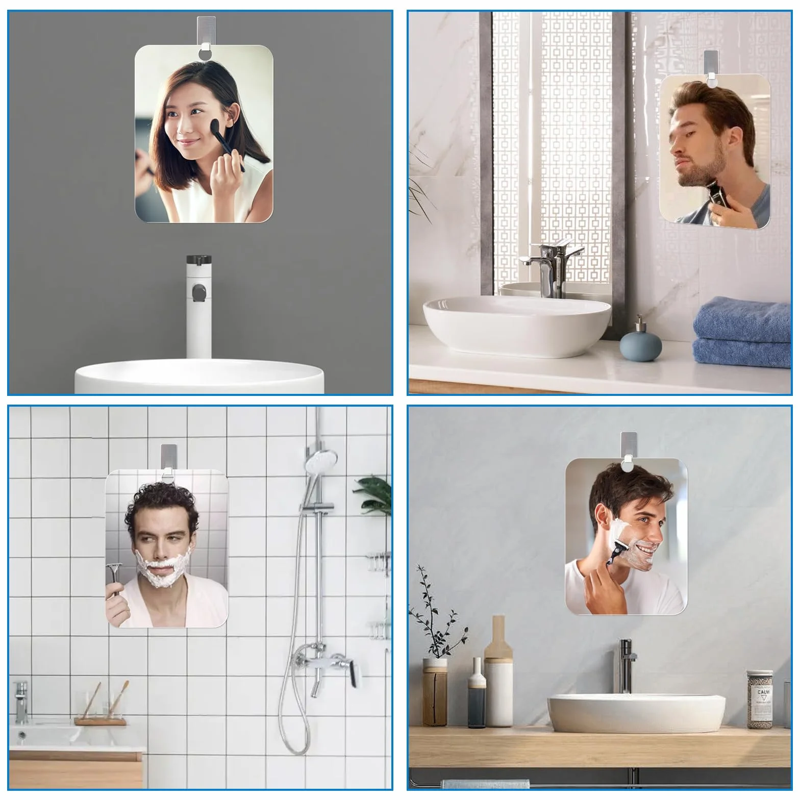 Lustro do brody, lustro prysznicowe, akrylowe lustro łazienkowe, nietłukące się lusterko do makijażu, małe lustro bez ramy, pod prysznic, podróż, prysznic, kemping, w zestawie 1 haczyk