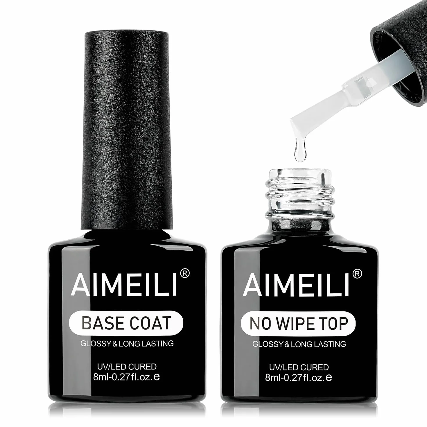 AIMEILI Podkład i Lakier UV do paznokci, Coat Extra Szeroka Trwałość 2 x 8 ml
