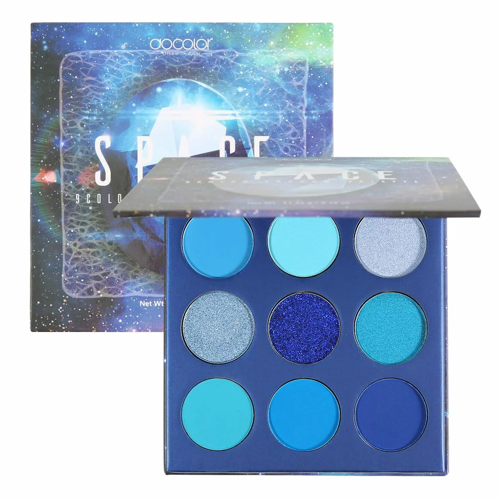 Docolor Paleta cieni do powiek Blue Gemstone, paleta do makijażu, wegańska formuła, 9 kolorów, wysoko pigmentowane, matowe, połyskujące, nude, smoky, błyszczące, kremowe, trwałe, wodoodporne