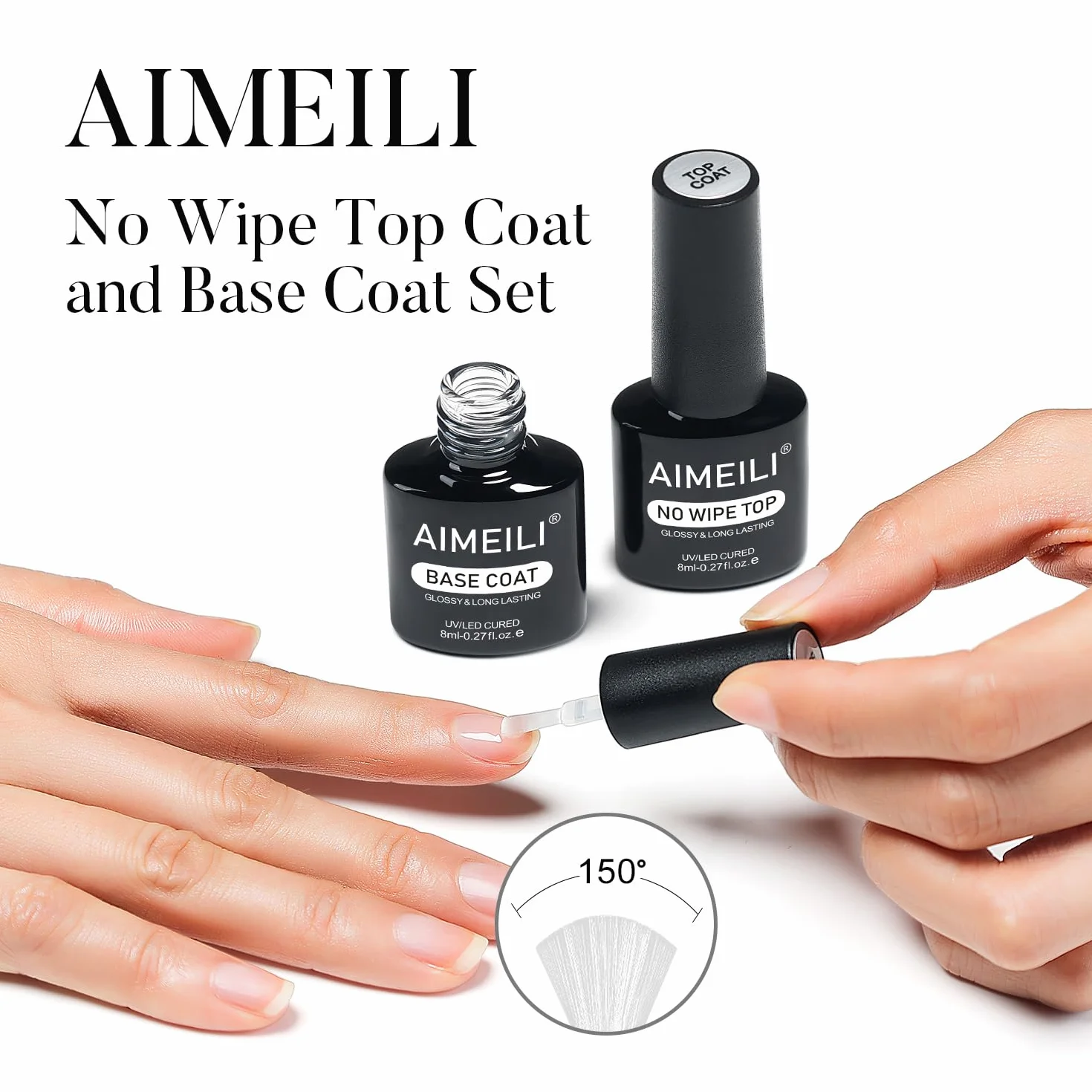 AIMEILI Podkład i Lakier UV do paznokci, Coat Extra Szeroka Trwałość 2 x 8 ml