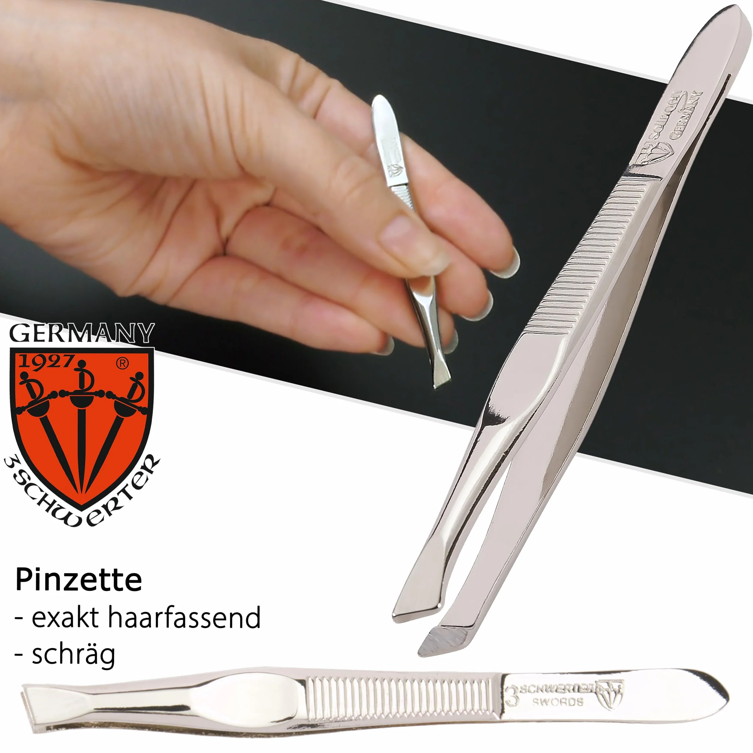 Drei Schwerter - 3-częściowy zestaw do pielęgnacji paznokci 'Venezia' | Wysokiej jakości zestaw do manicure i pedicure w skórzanym etui, kolor czerwony. WYROBIONEO W NIEMCACH | Zawartość: nożyczki do