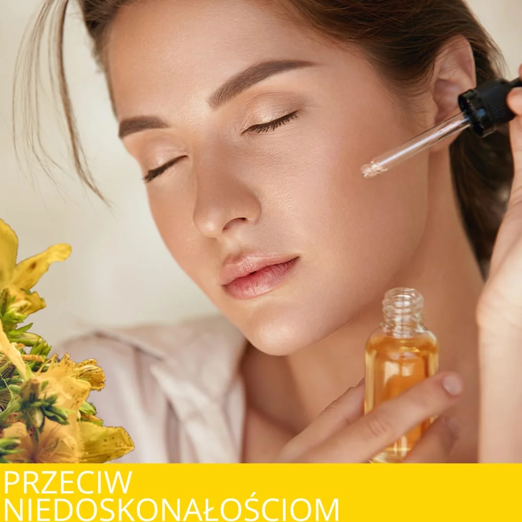 Olej z Dziurawca - Nawilżający i Naprawczy dla Skóry i Włosów. Przeciwdziałający Rozstępom w Ciąży, Olejek do Masażu Ciała, Ujędrniający Przeciw Cellulitowi i Przeciwstarzeniowy na Twarz 100 ml