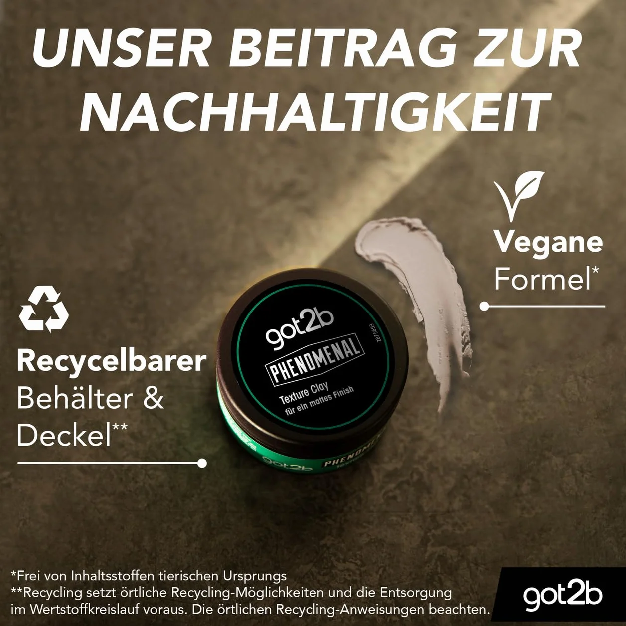 got2b Phenomenal Texture Clay Halt 5 (100 ml), wosk do włosów dla mężczyzn nadaje wyjątkowy matowy styl fryzjerski, nadaje się do krótszych włosów, wegańska formuła