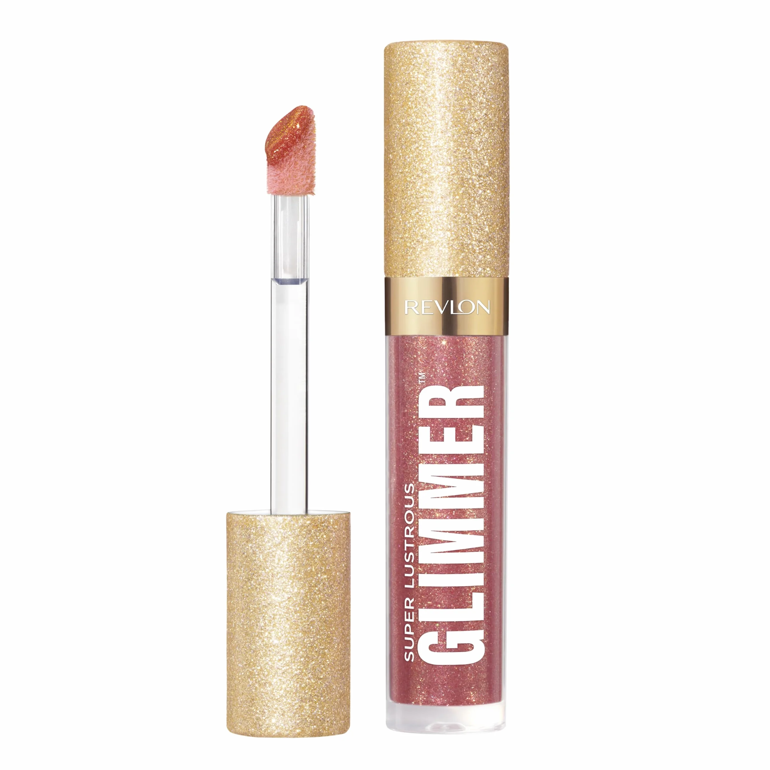 Revlon Super Lustrous Glimmer Gloss, nawilżający i amortyzujący, ultra-błyszczące wykończenie, formuła na bazie roślinnej, 005 Glazed Almond, 3,8 ml
