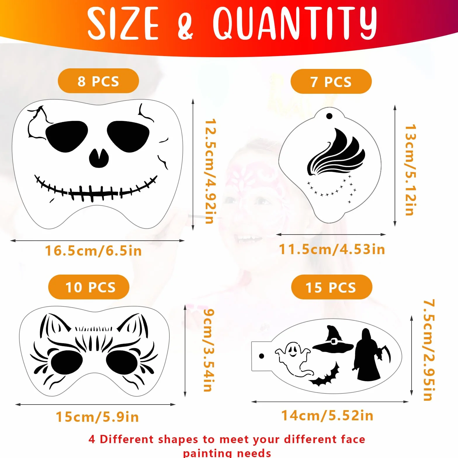 OOTSR 40szt Zestaw Szablonów do Malowania Twarzy dla Dzieci,Szablon do Malowania Ciała dla Partia Wakacje Halloween Makijaż Miękkie do Tatuażu Wielokrotnego Użytku Dorosłych i Dzieci