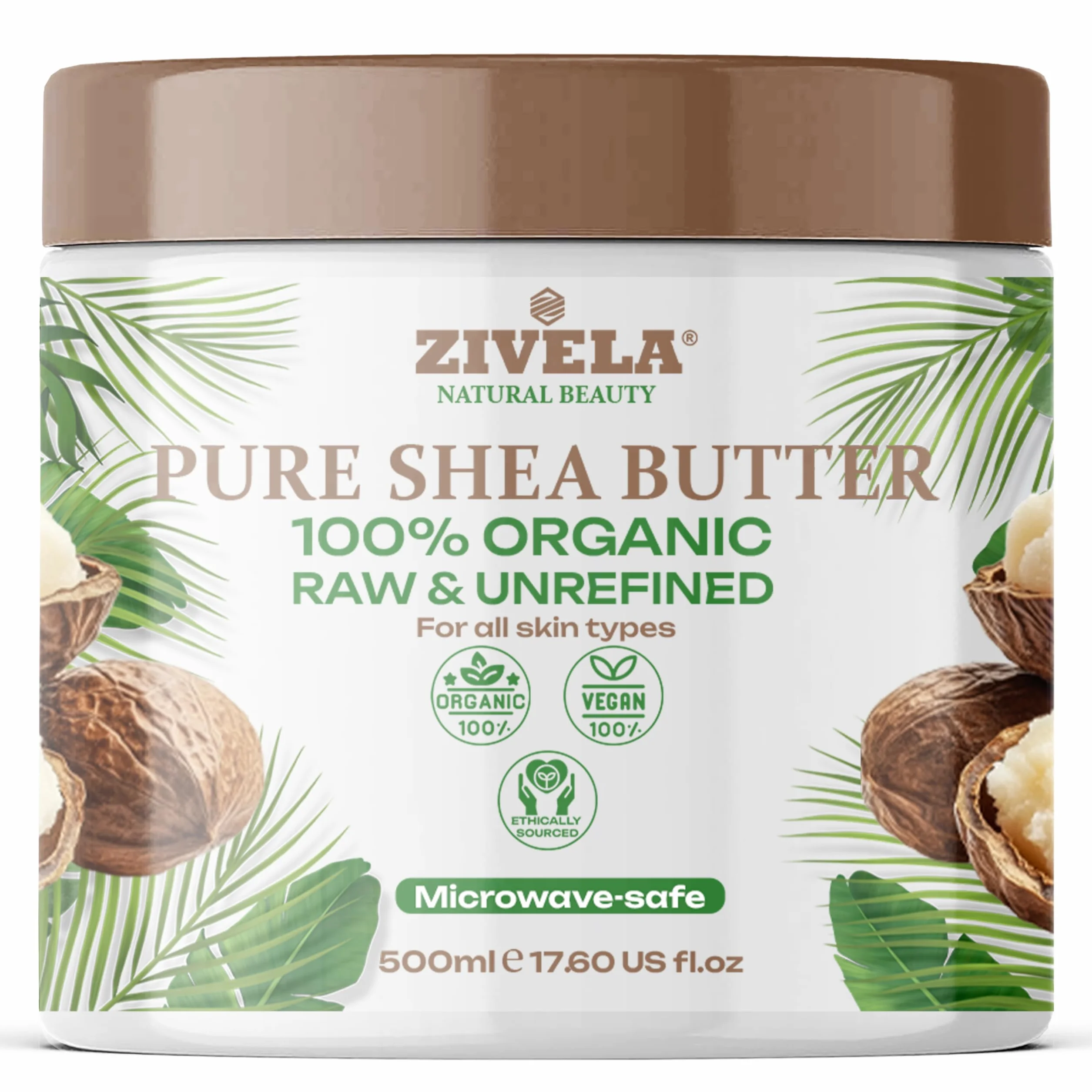 Bio Masło Shea, nierafinowane, 100% czyste, wegańskie, naturalna pielęgnacja ciała masłem shea, gładkie masło z orzechów shea odpowiednie dla każdego typu skóry. (500ml)