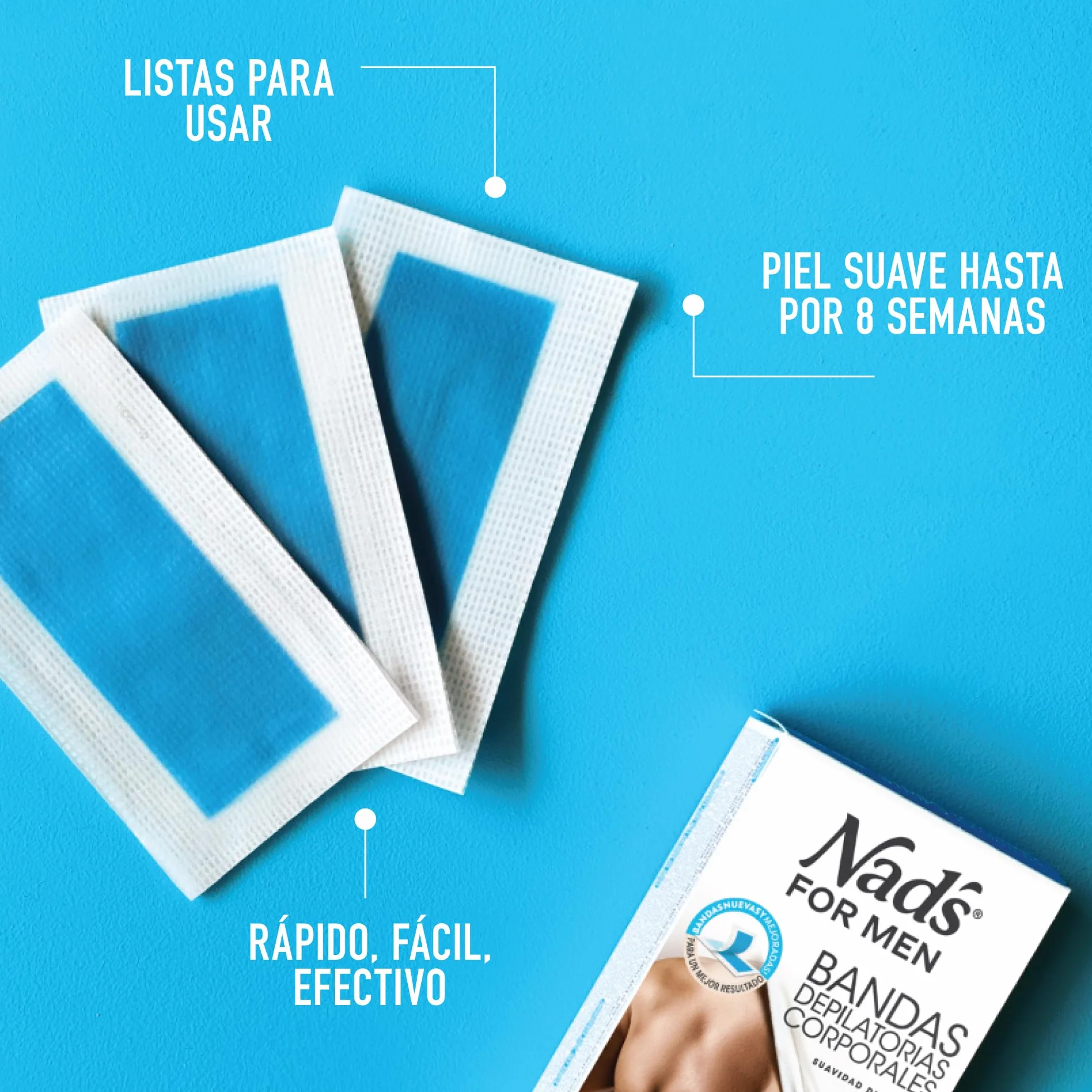 Nad's For Men Gotowe do użycia paski woskowe do ciała, paski woskowe dla mężczyzn, depilacja mężczyzn, zawiera 20 pasków wosku i 2 chusteczki uspokajające po wosku, 20 sztuk (1 szt.)