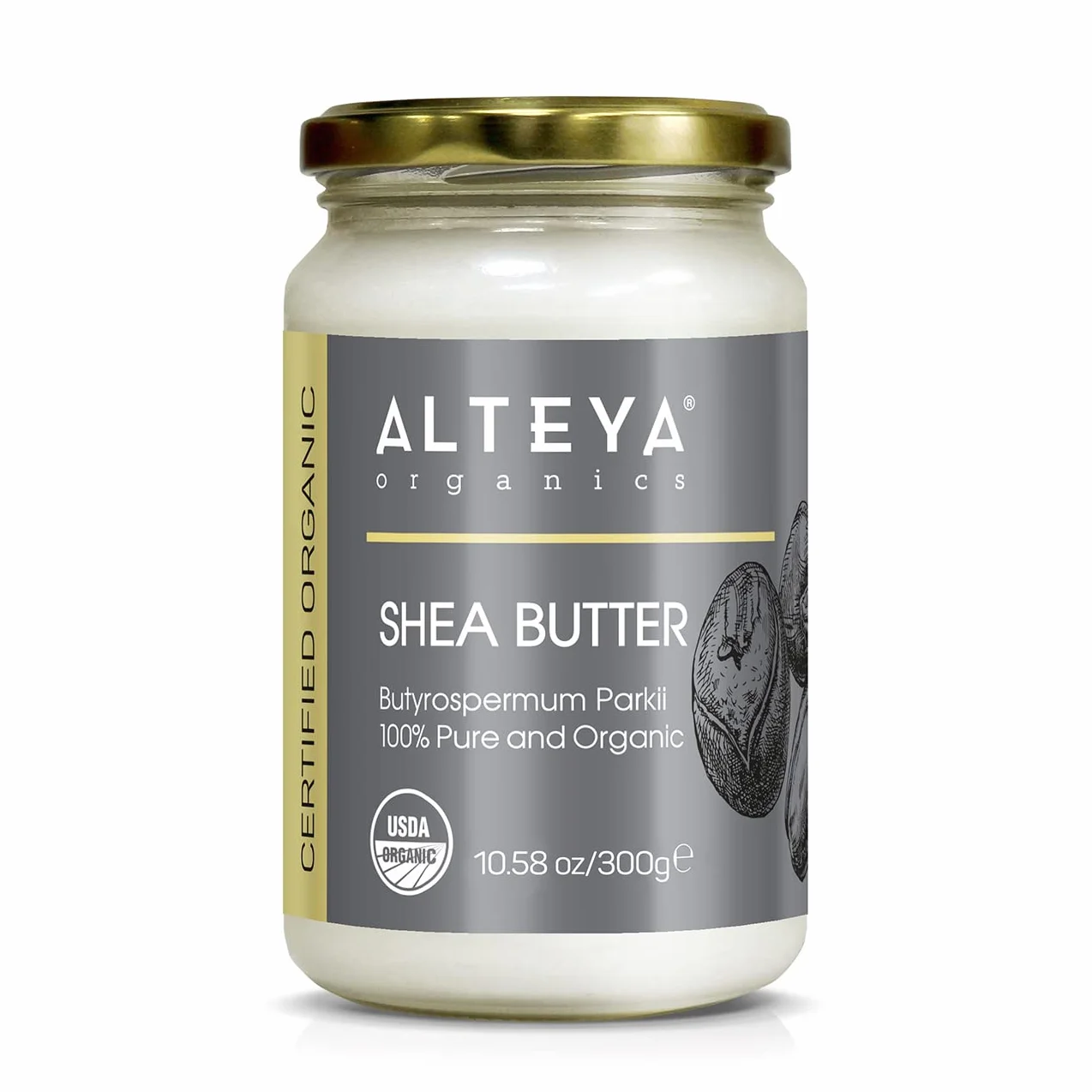 Alteya Bio masło shea 300g – 100% certyfikat USDA, czyste, naturalne rafinowane masło shea (Butyrospermum Parkii)