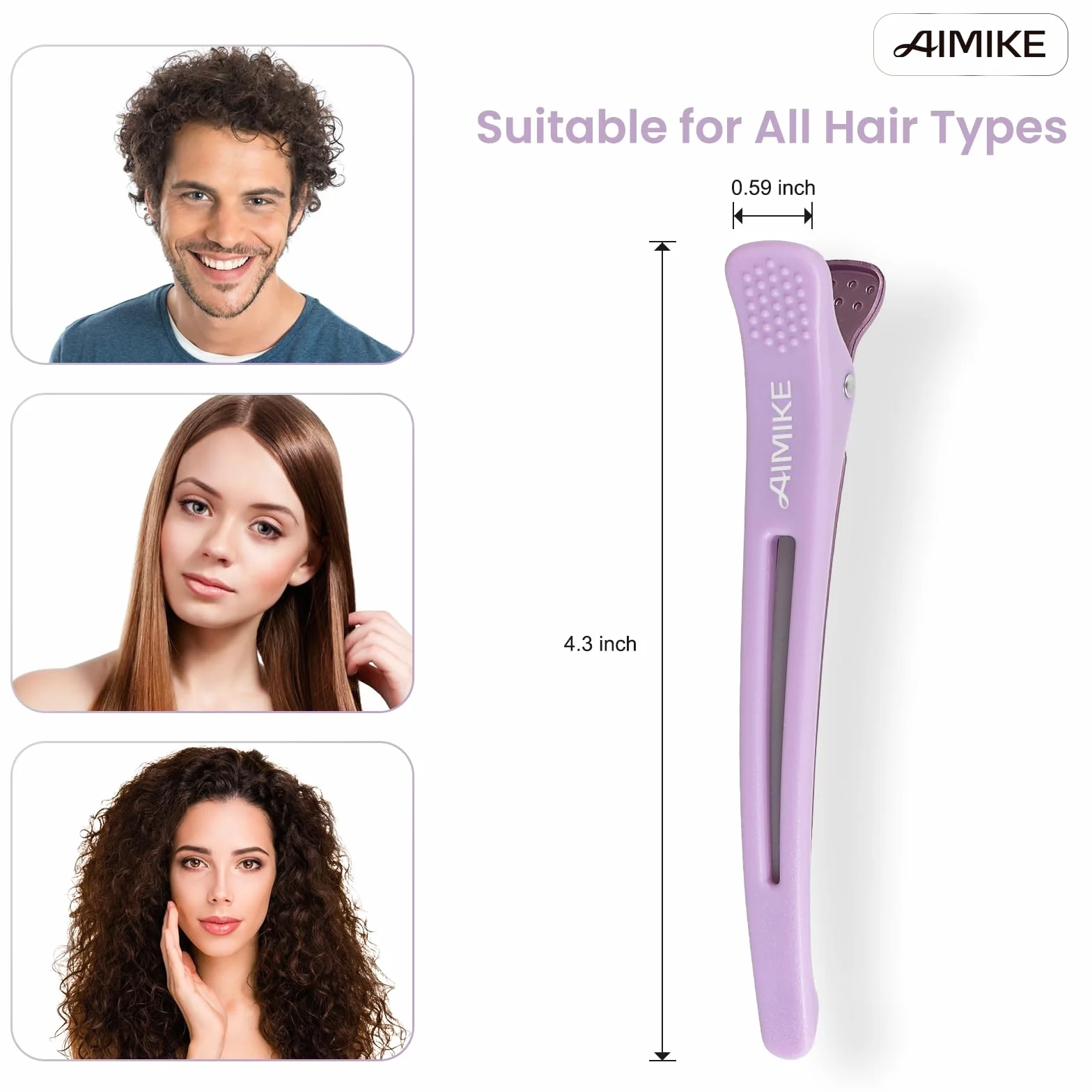 AIMIKE 6 spinek do włosów do stylizacji, antypoślizgowe spinki do włosów bez zagnieceń, z silikonową opaską, kolorowe klipsy do włosów do salonu i do samodzielnego strzyżenia włosów dla fryzjera