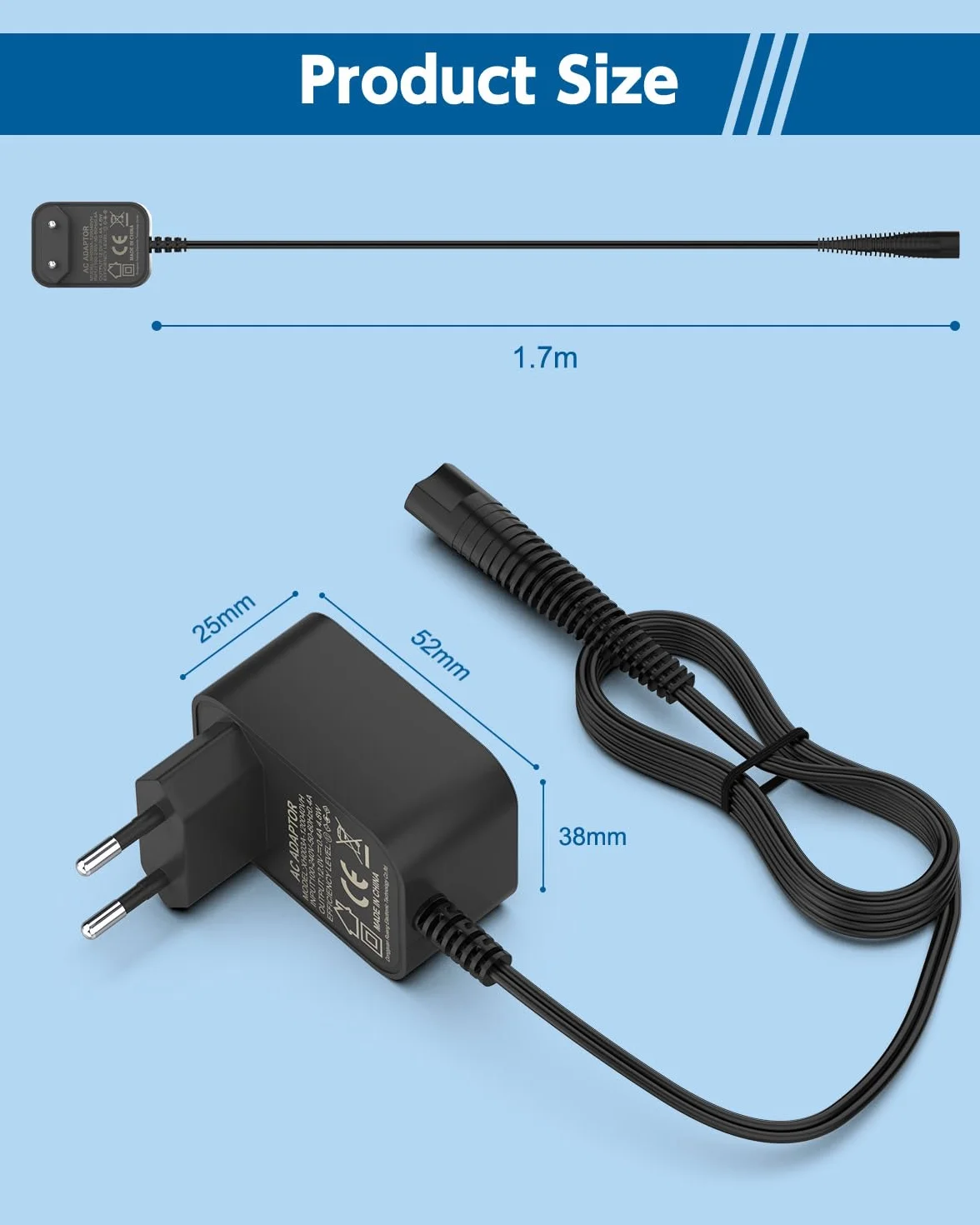 Ładowarka kabla 12V do golarki brązowej serii 9 8 7 6 5 3 1 Jedwabny epil serii 9 7 5 Typ 5544 5542 5210 5408 3030s 3020s 3010s 3090cc 5050cc 190s 790cc 760cc Zasilacz 0.4A Kabel 1.5m