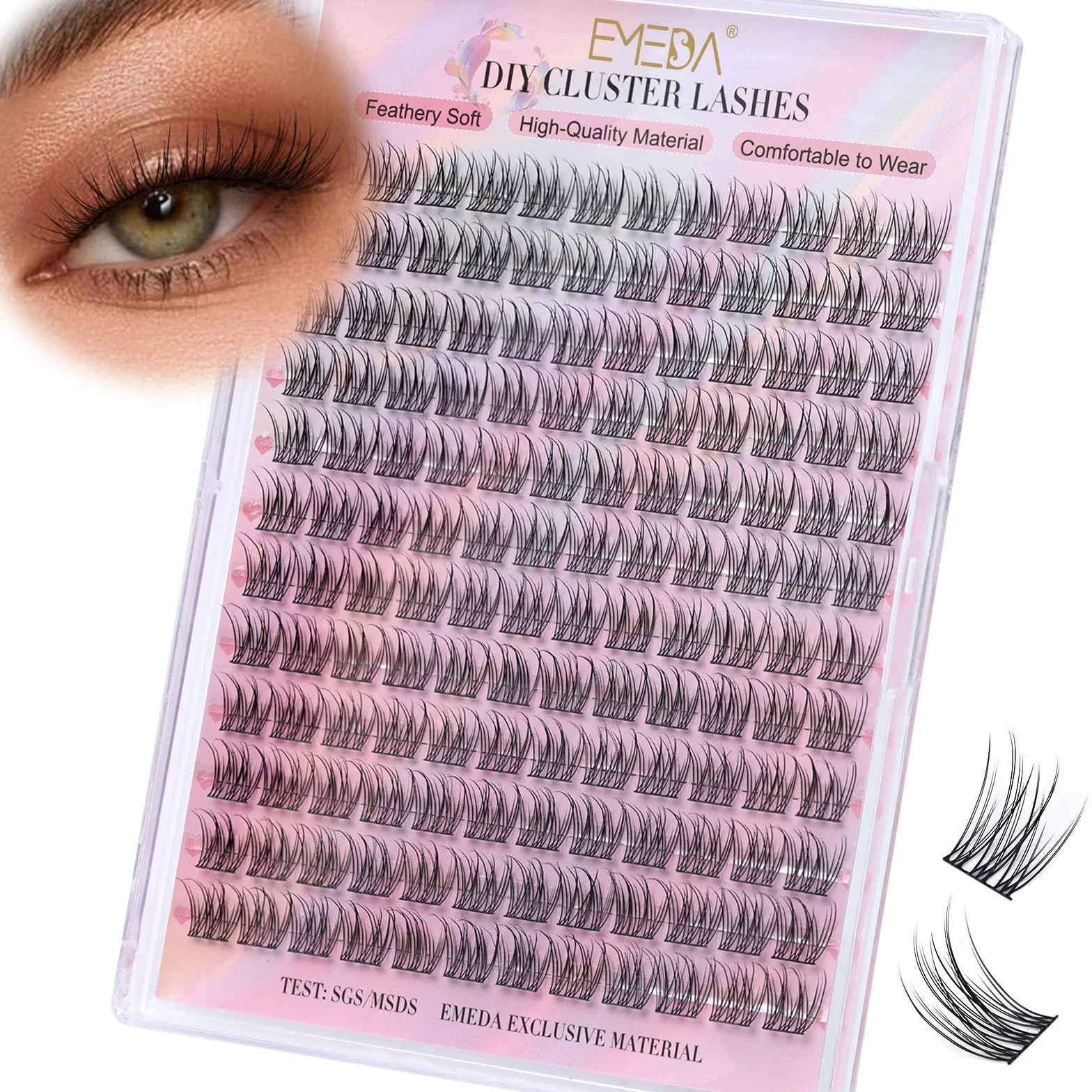 Kępki rzęs EMEDA, Pojedyncze rzęsy Wispy & Natural Cluster Lashes, 144 kępki rzęs, kępki rzęs C Curl, miękkie cienkie paski sztucznych rzęs 10mm 11mm 12mm 13mm Mix (EME134 mix)
