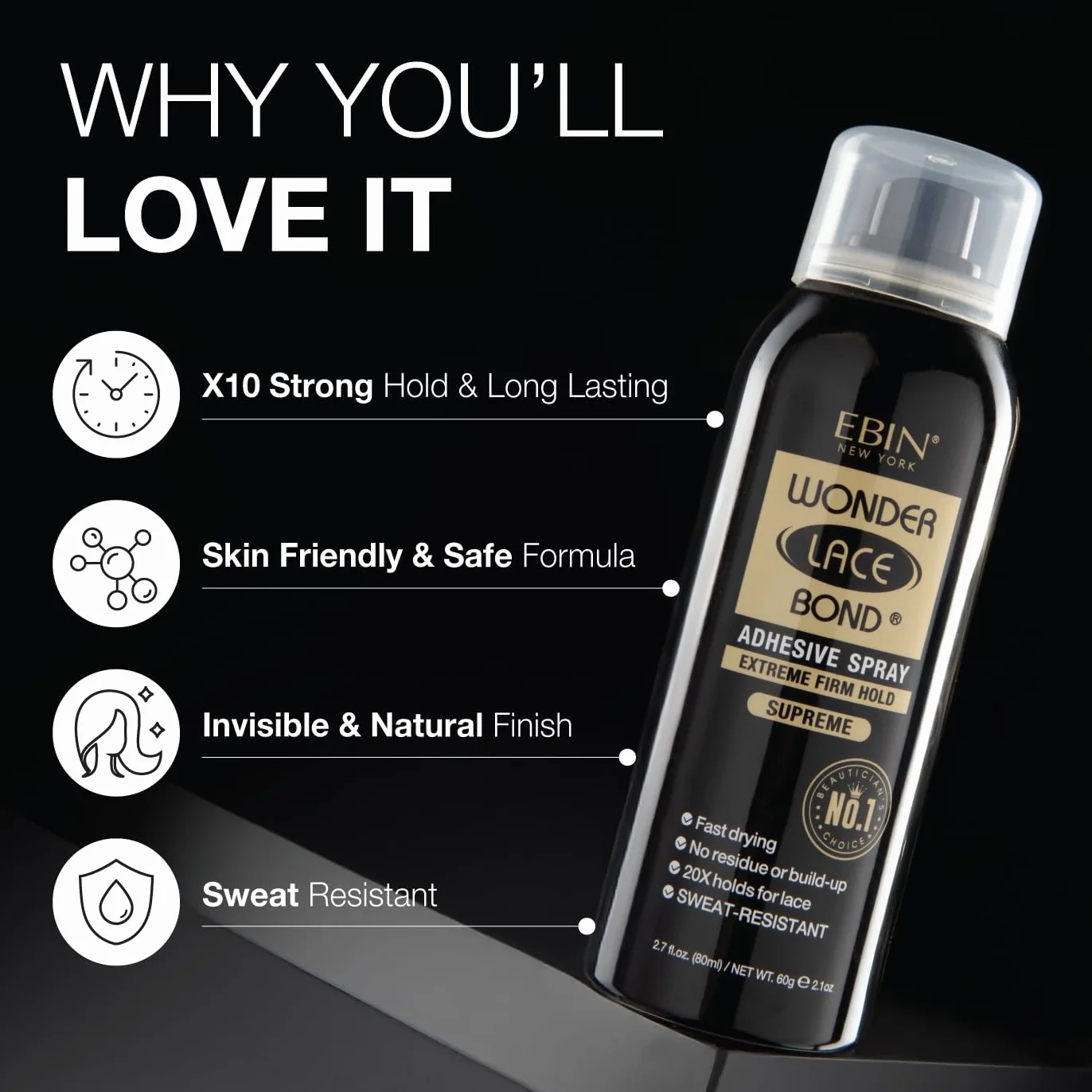 Ebin Wonder lace bond spray supreme 180ml