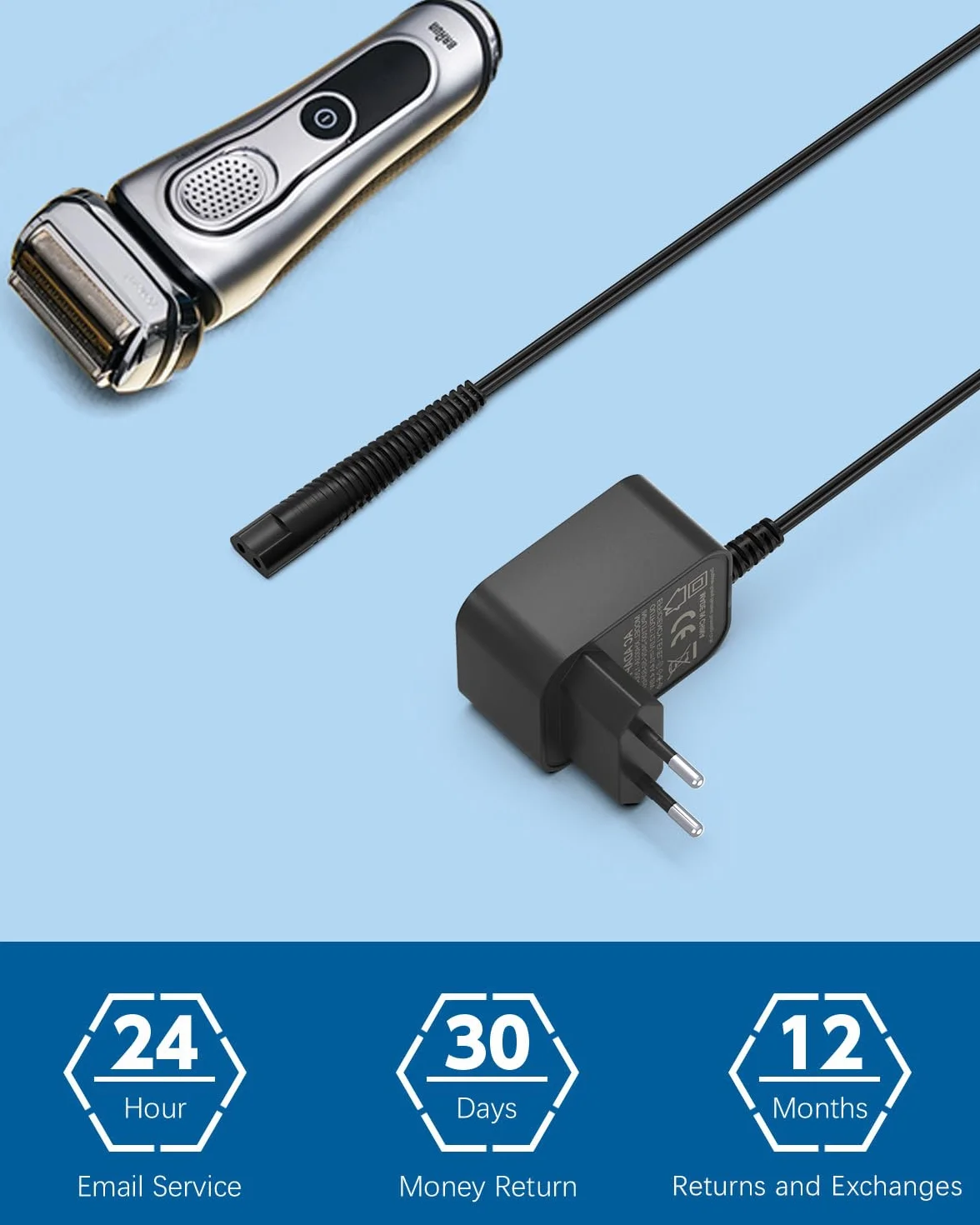 Ładowarka kabla 12V do golarki brązowej serii 9 8 7 6 5 3 1 Jedwabny epil serii 9 7 5 Typ 5544 5542 5210 5408 3030s 3020s 3010s 3090cc 5050cc 190s 790cc 760cc Zasilacz 0.4A Kabel 1.5m