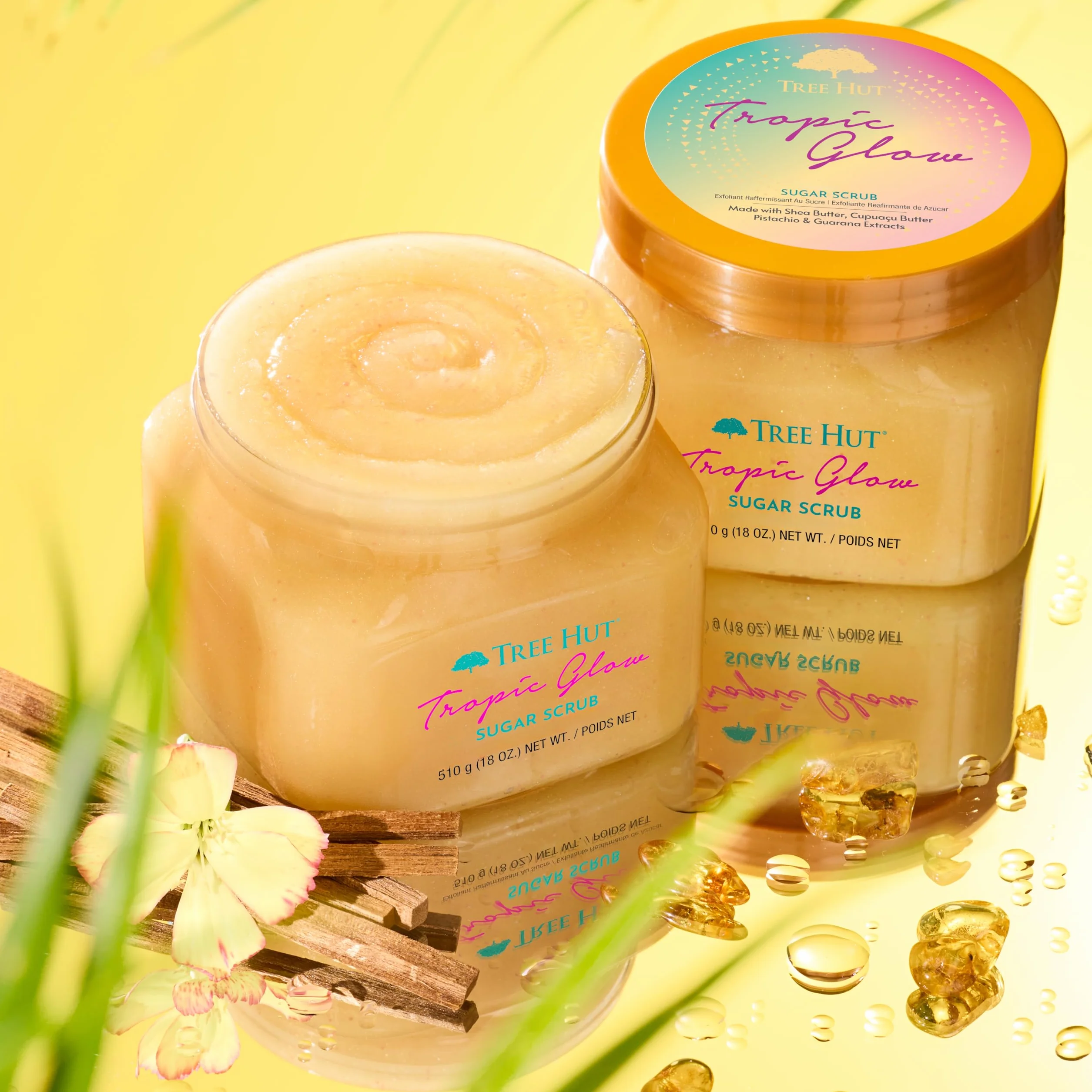 Tree Hut - Cukrowy peeling do ciała - Tropic Glow - Butelka 510 g - Zawiera witaminę C i masło shea - Pomaga przywrócić połysk skóry - Odżywia głęboko i wygładza suchą skórę
