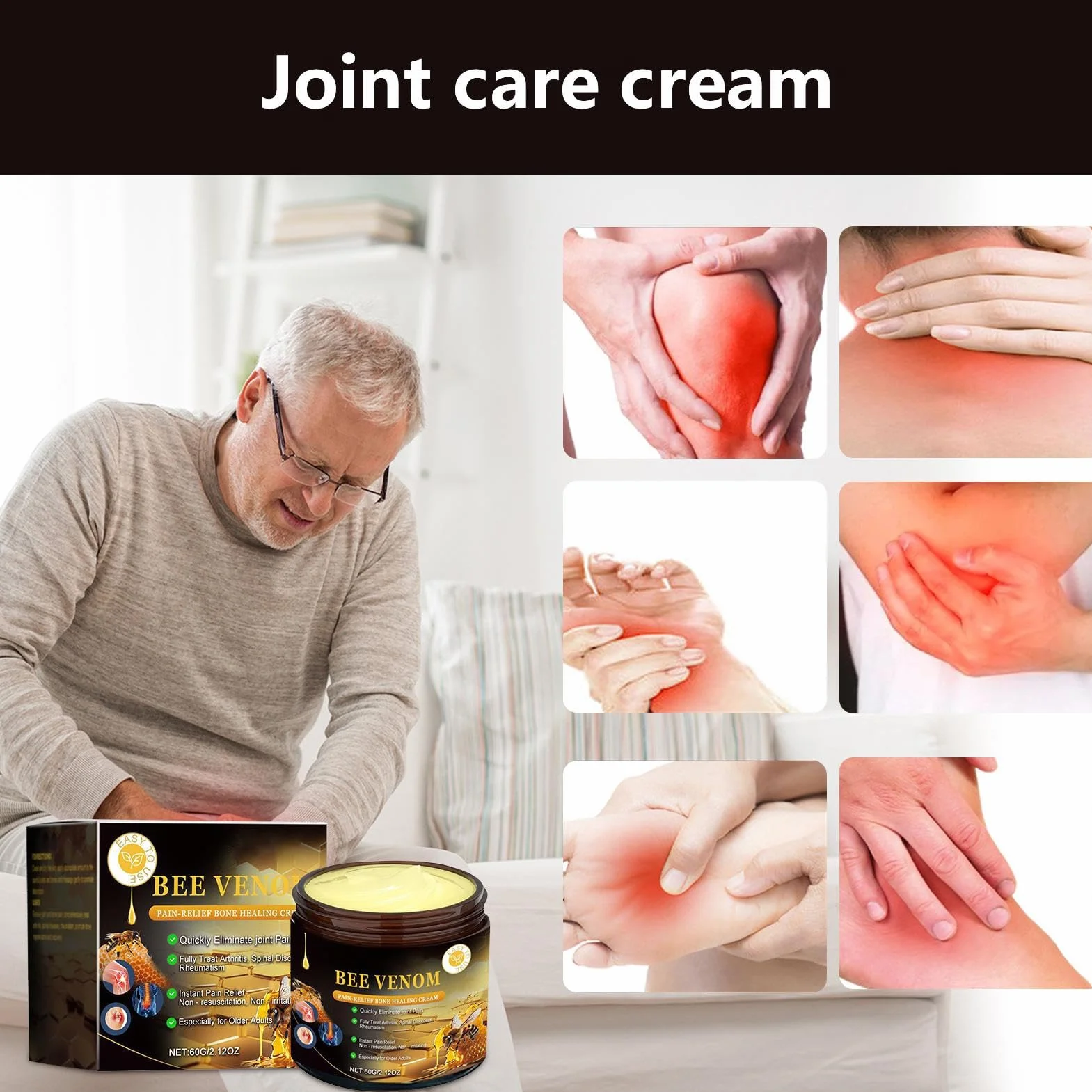 J-oint Care Cream, relaksujący krem do nóg, balsam łagodzący skurcze, pomaga złagodzić dyskomfort, szybko wchłaniająca i nietłusta formuła, 60 g, na stopy, nogi, plecy