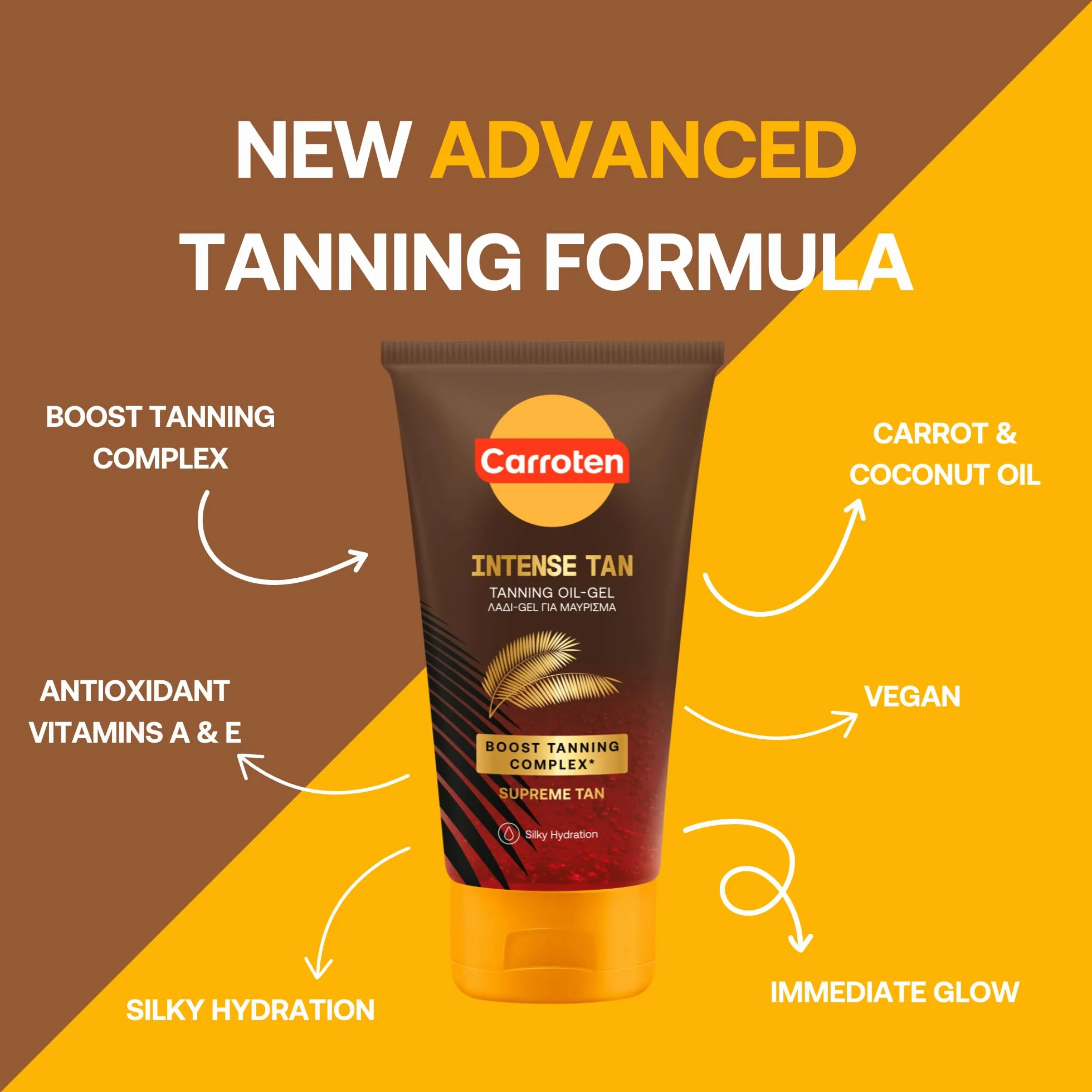 Carroten Intensywny żel do opalania 150 ml SPF0 – przyspieszacz opalania z marchewką i olejkami kokosowymi – olej słoneczny z witaminą A i E – przyspieszacz opalania